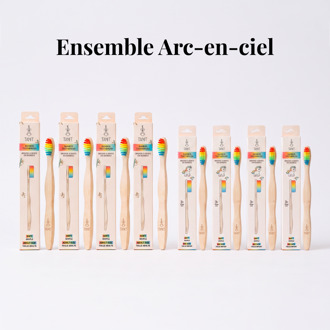 Brosses à dents souples en bambou – Ensemble familial de 8