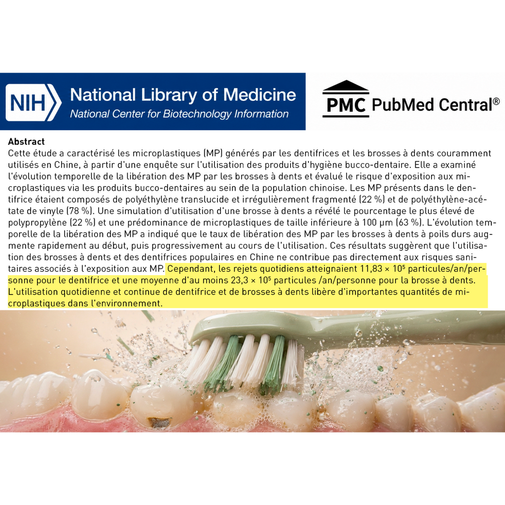 Résumé PubMed Central sur les microplastiques libérés par les brosses à dents et le dentifrice